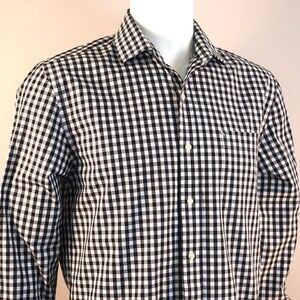 Tommy Hilfiger Mens Slim Fit Button Shirt Black White Checked Cotton 15.5 34-35